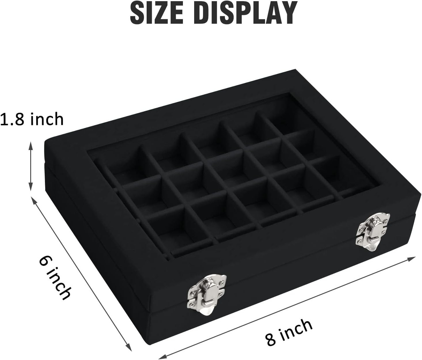 Velvet Jewelry Box 24 Grid Jewelry Ring Display Organiser Box Tray Holder Earrin