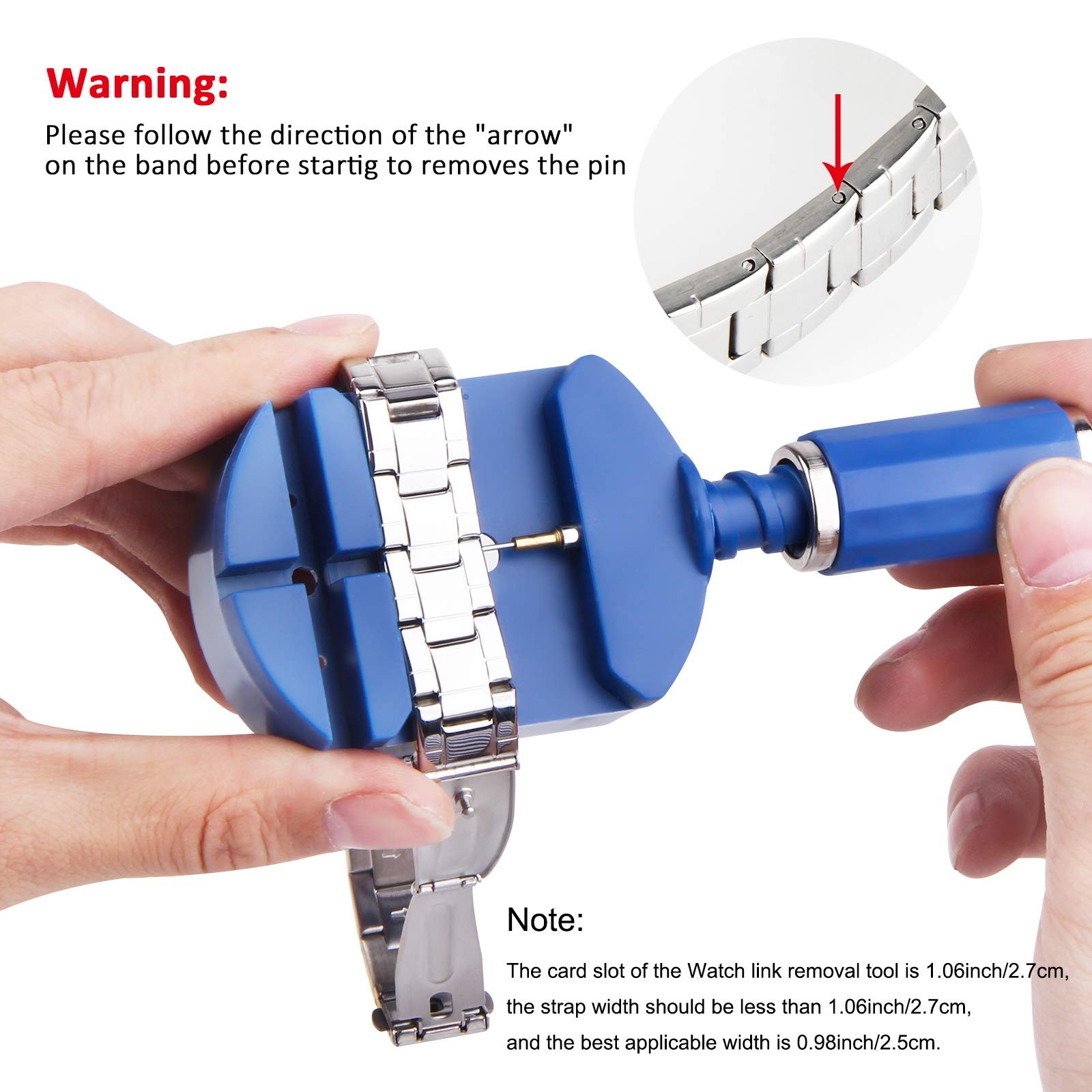 Watch Band Link Removal Tool Kit with 12pcs Replacement Pins and 3pcs Pin Punche
