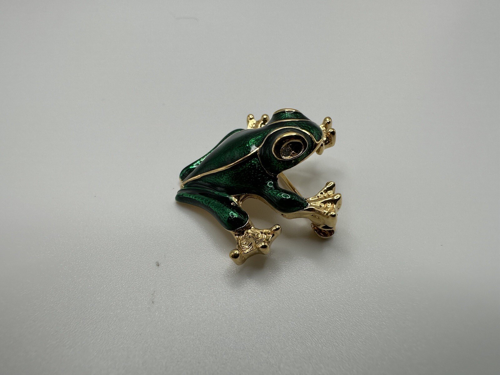 Vintage Gold Blue Green Enamel Frog Brooch By D’Orlan 3.6cm JB10