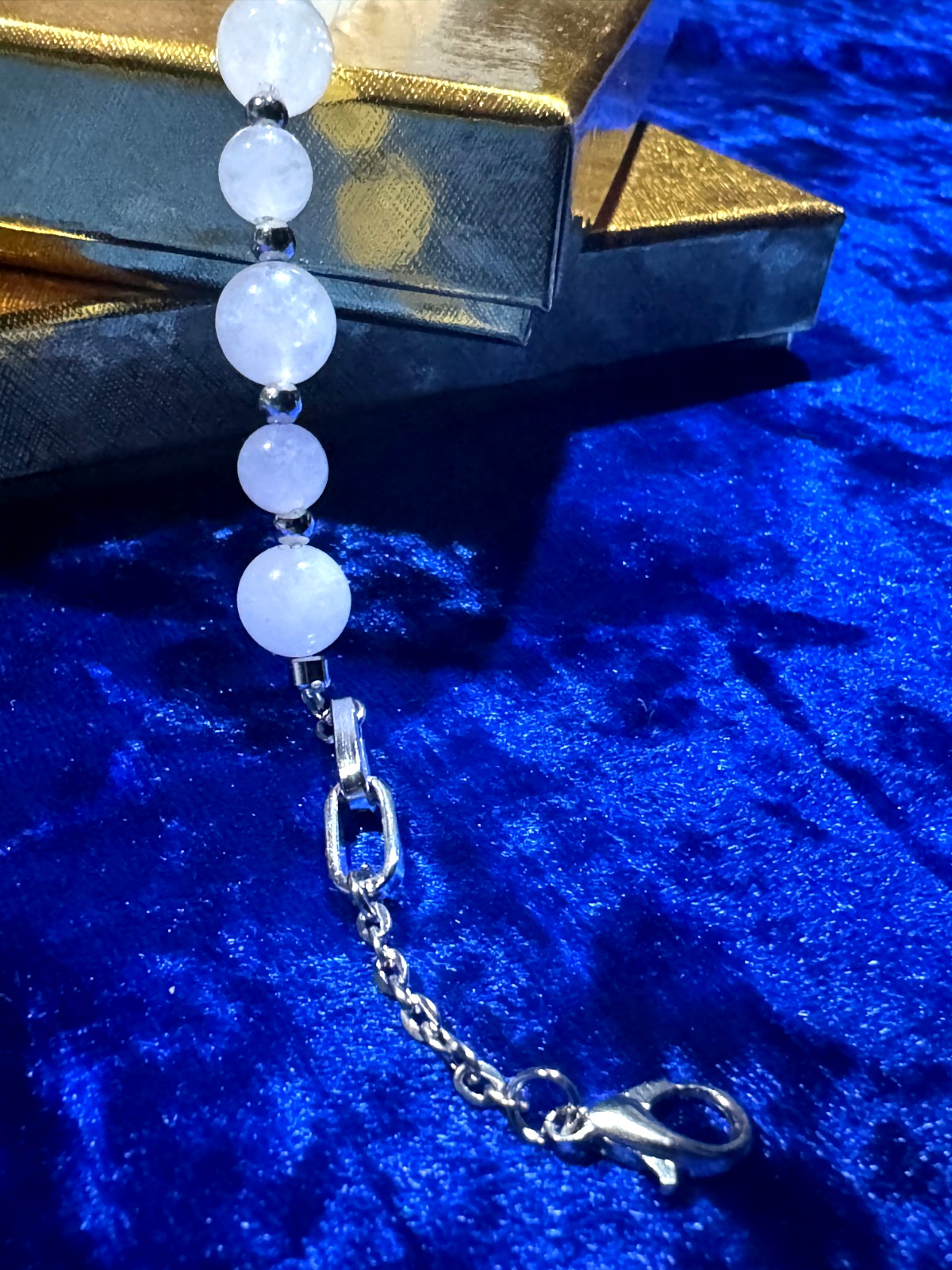 White Jade Beaded Tennis Necklace Chain 8Mm & 6 Mm 20″ + 4″ Natural Gemstone