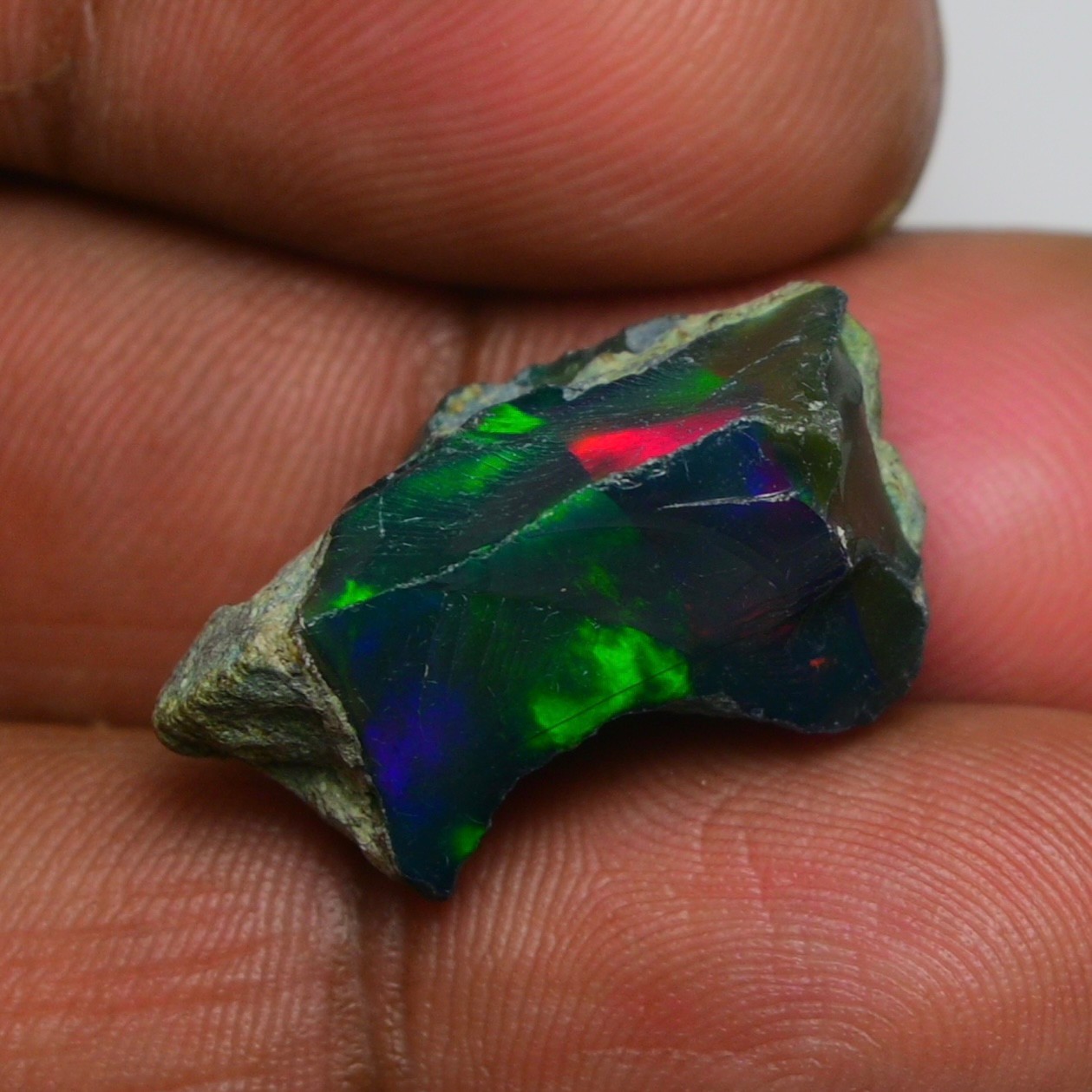 Jewelry Grade Black Opal Rough 13.90 Cts, Natural Ethiopian Raw, Neon Fire Opal