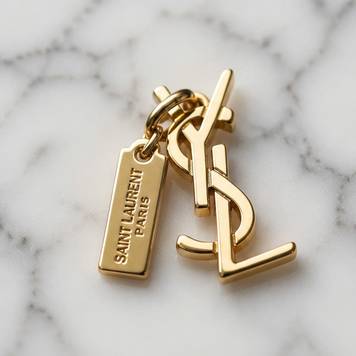 YSL charm pendant stamped zipper pull