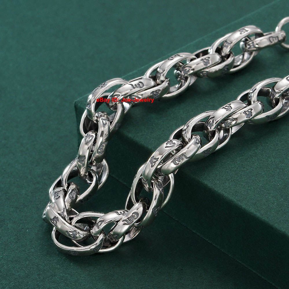 Real 925 Sterling Silver 8.5mm Sutra Oval Link Men’s Bracelet 7.87-8.66inch