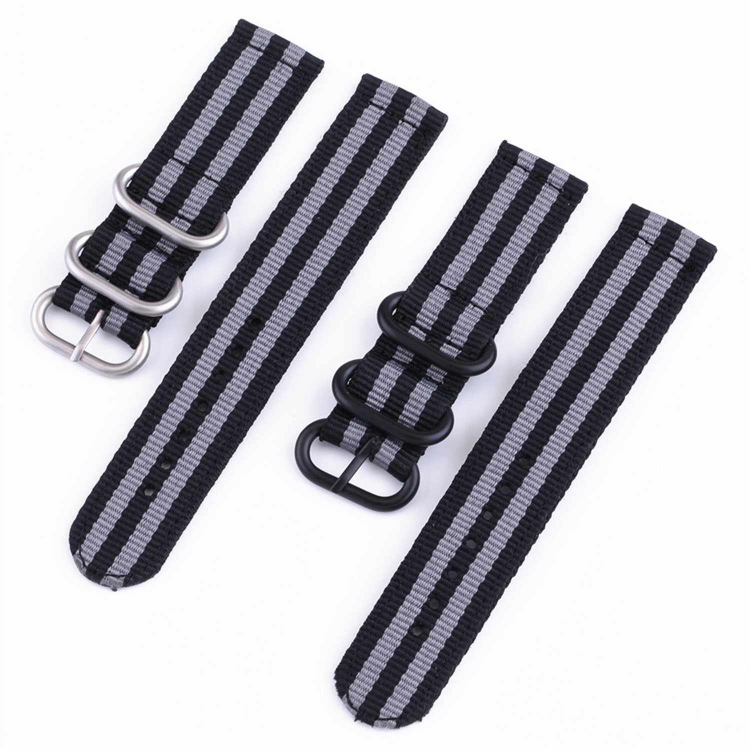 Weave Nylon Strap 22mm 18mm 20mm 24mm Wristband Watch Band w Silver Black Buckle