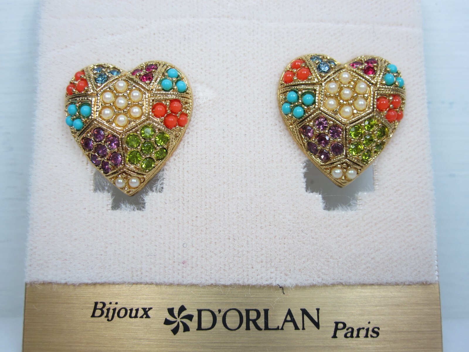 D’Orlan Gold Plated Clip Earring with Swarovski Crystals and Sandstones 6132