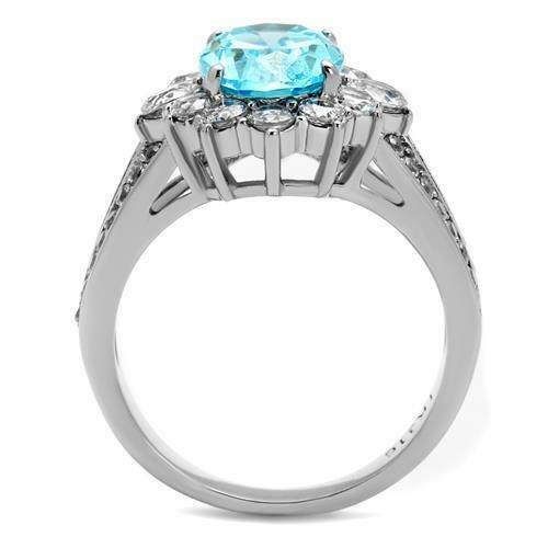 TK2977 – High polished (no plating) Stainless Steel Ring with AAA Grade CZ in