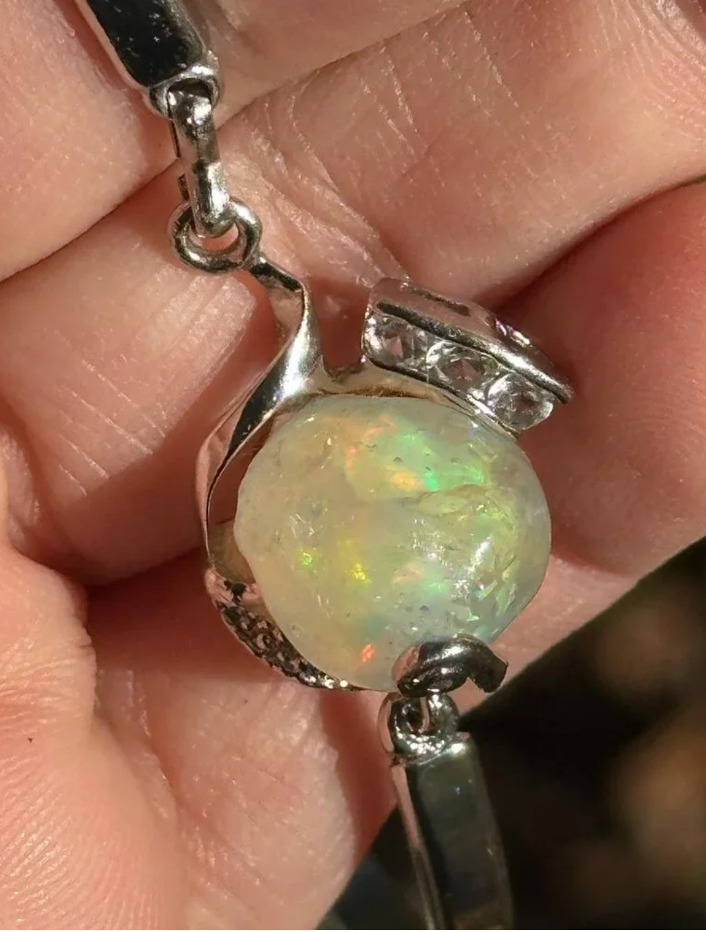 Vintage HUGE Seven Carat Opal Cuff Bracelet