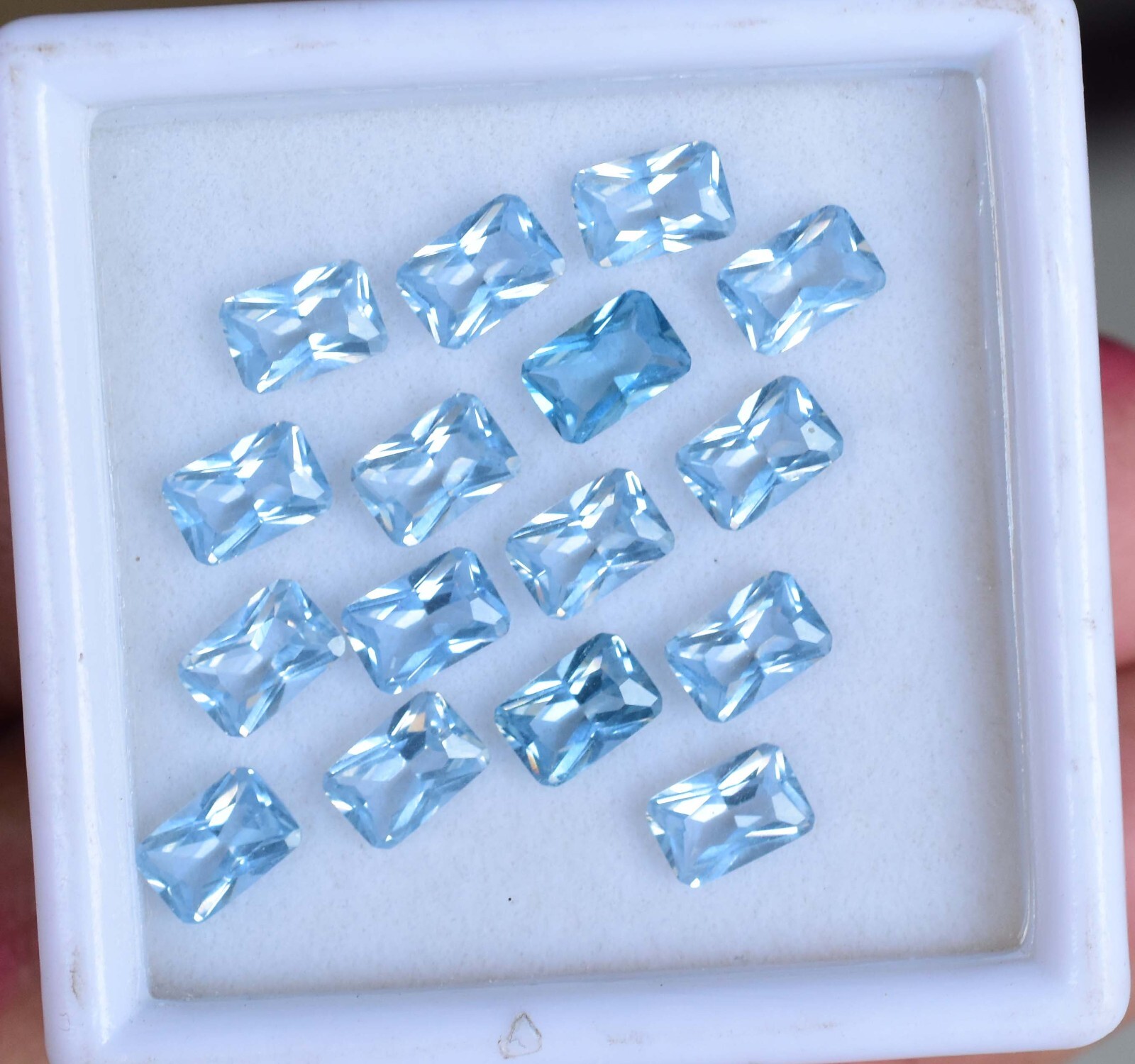 16 Pcs Natural Blue Aquamarine 5 x 5 mm AAA+ Square Certified Loose Gemstone