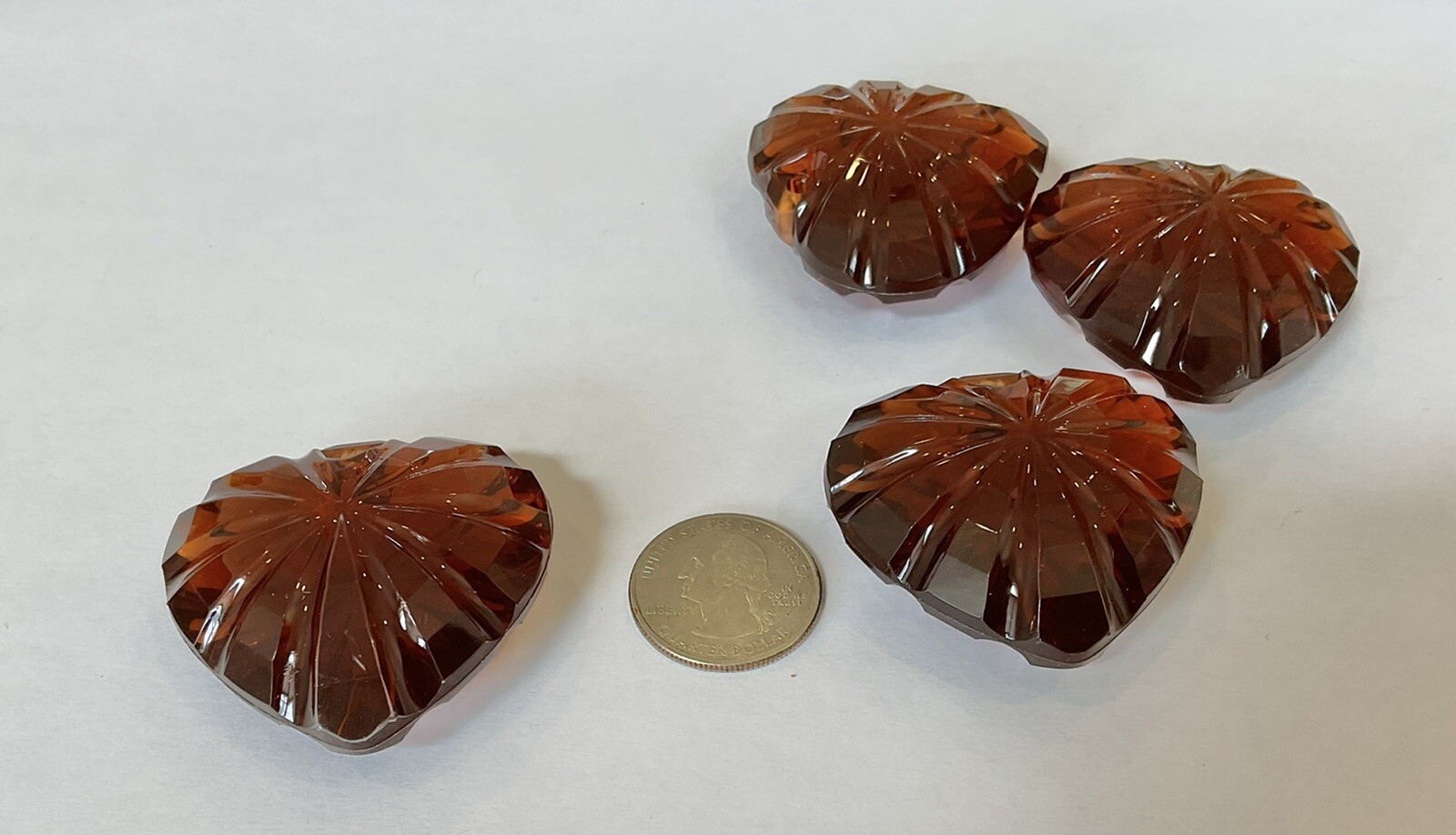 German Plexi Hearts Topaz Pendant 40 Mm 3PCS $9.99