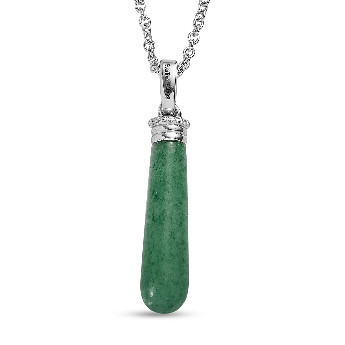Green Aventurine 6.50 ctw Pendant Necklace in Stainless Steel 20 Inches