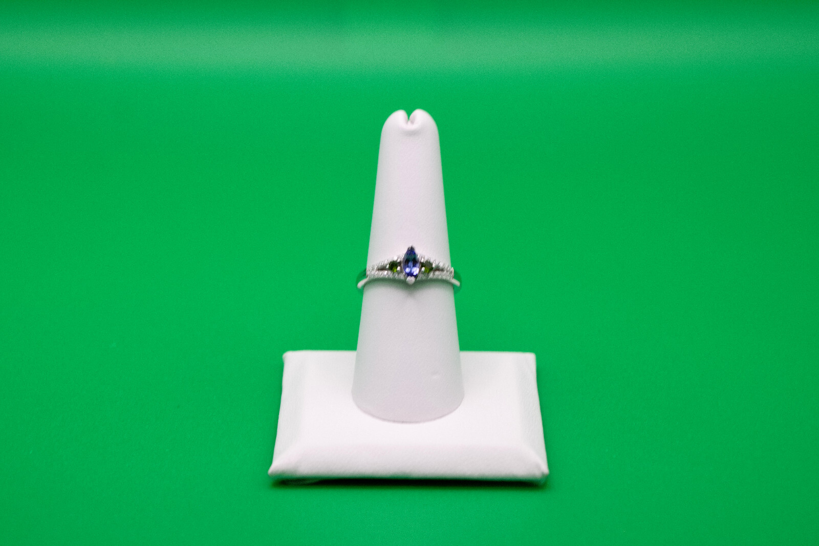 Tanzanites and Multi Gemstone 0.70 ctw Ring in Rhodium Over Sterling Silver Sz 8