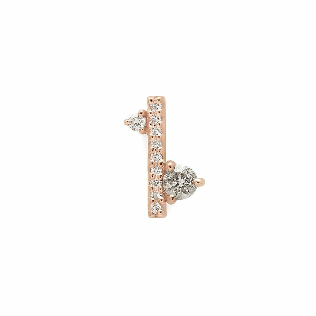 0.5ct Lab-Created Moissanite Vertical Bar Minimal Stud Earrings Rose Gold Plated