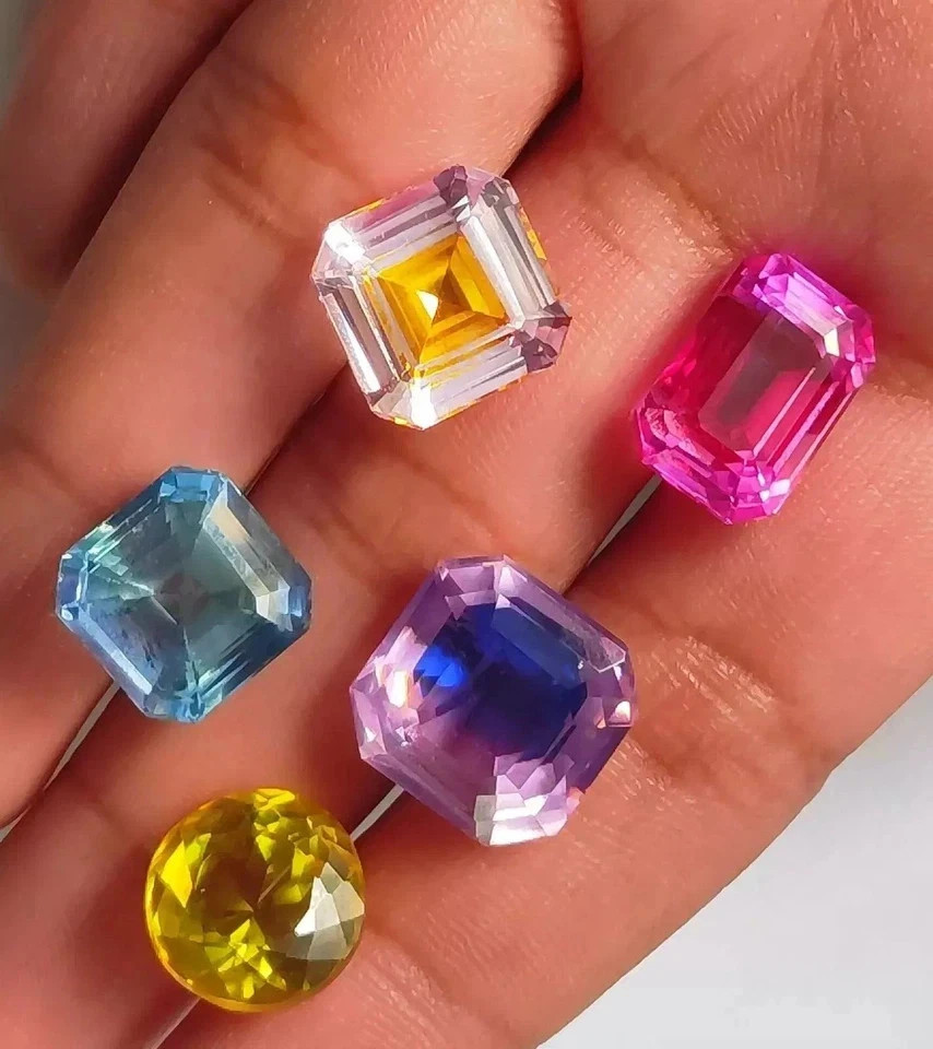 Natural 100 Ct Ceylon Pitambari Sapphire Bi-Color Certified Lot Mix Cut Gemstone