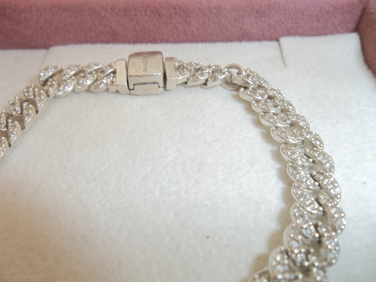 Genuine Pandora Timeless Silver Pavé Cuban Chain Bracelet 593008C01 – 16cm