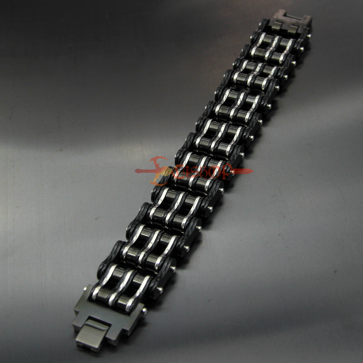 Heavy Black Motorcycle Bike Chain Men’s Bracelet Stainless Steel Biker 27mm Wide