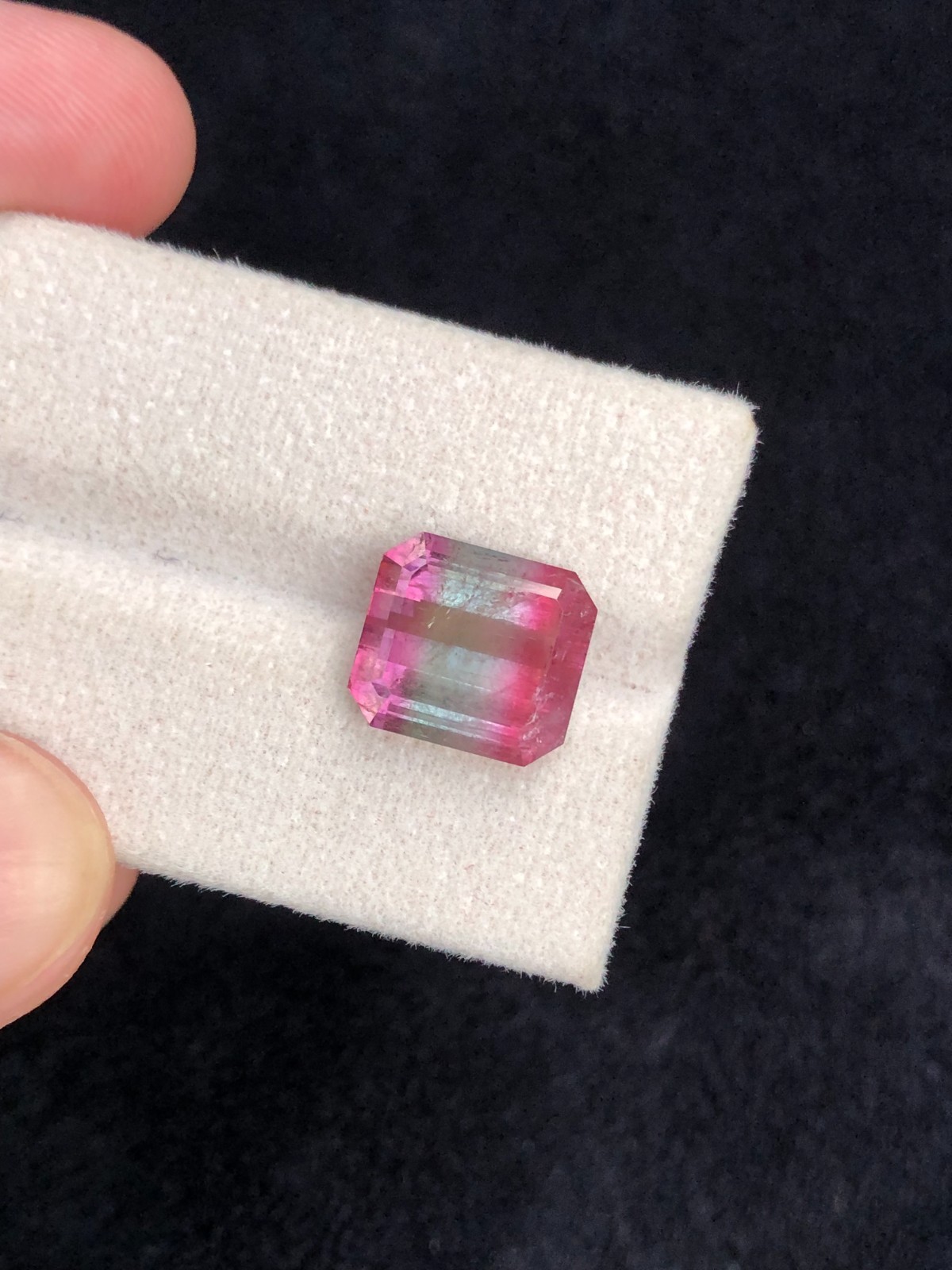 Tri-Color Tourmaline Gemstone: Emerald Cut, Afghanistan Origin, 6.8 Carats