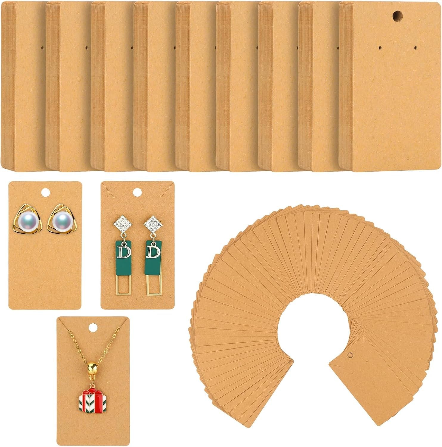350pcs Earring Display Cards – 3.5 x 1.96 Inches Sturdy Earring Cards for Ear…
