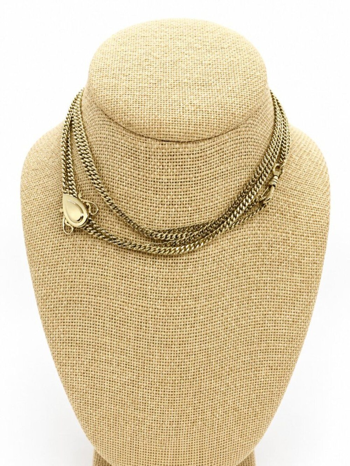 VICTORIAN REVIVAL NECKLACE Adjustable Slider Fob Albert Chain Gold Tone Vintage