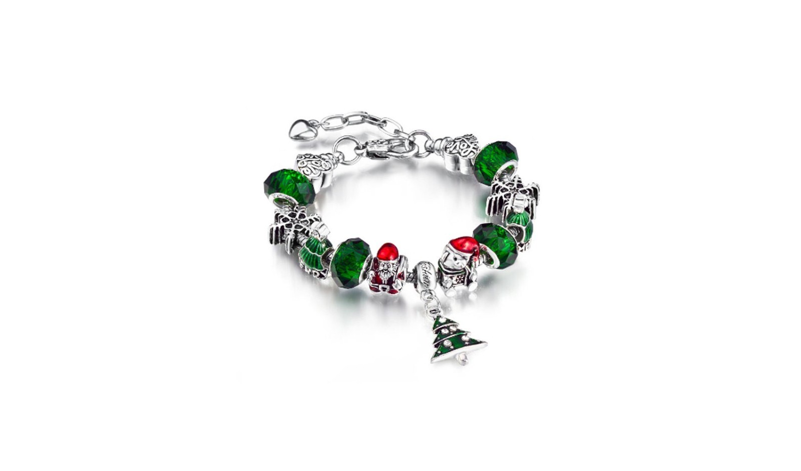 18K White Gold Plated Christmas Holiday Crystal Charm Bracelet Swarovski – 7.5″