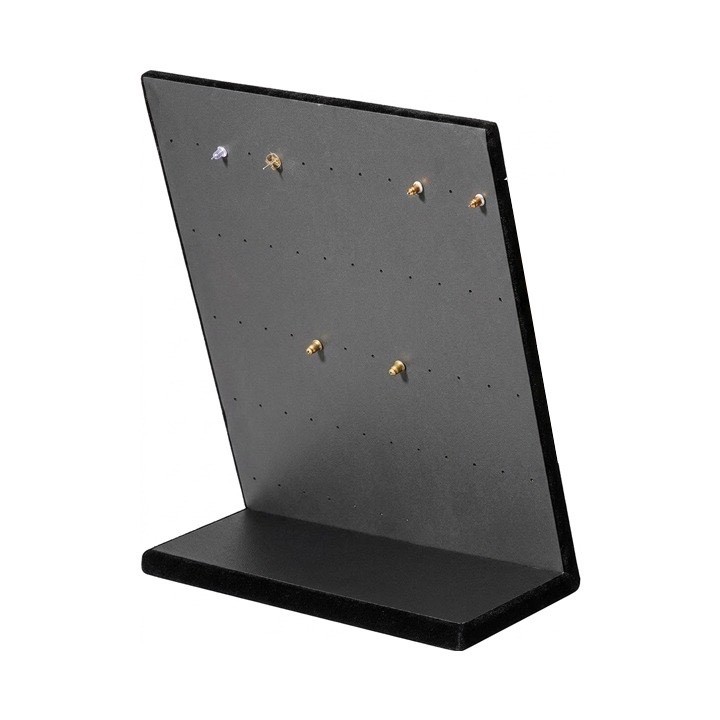 L-Shaped 30 Slot earring Display Stand Earring Jewelry Holder Black