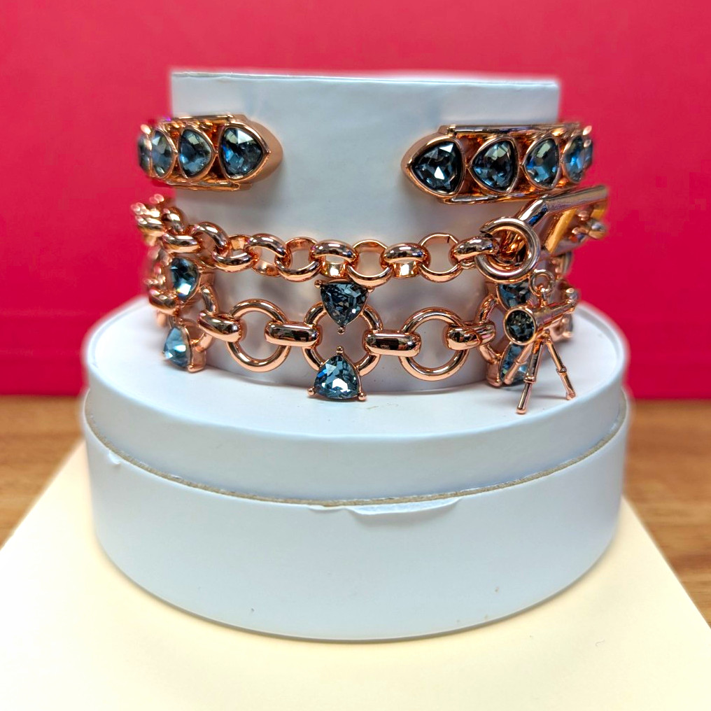 Stargazer Society Rose Gold Plated Blue Lab-Created Charm Bracelet ST58260