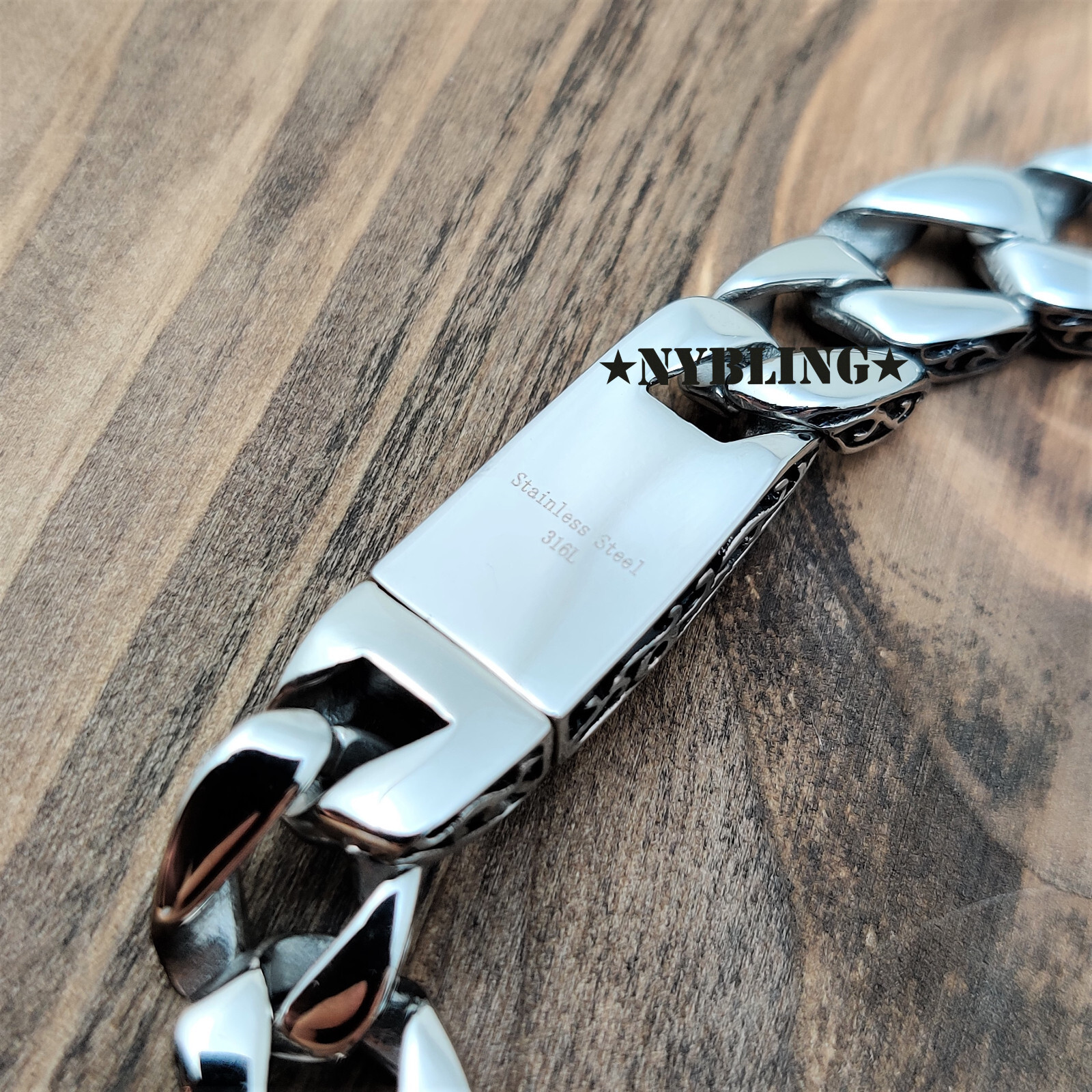 Mens Solid Stainless Steel Gothic Motorcycle Biker Chain Bracelet Wristband Gift