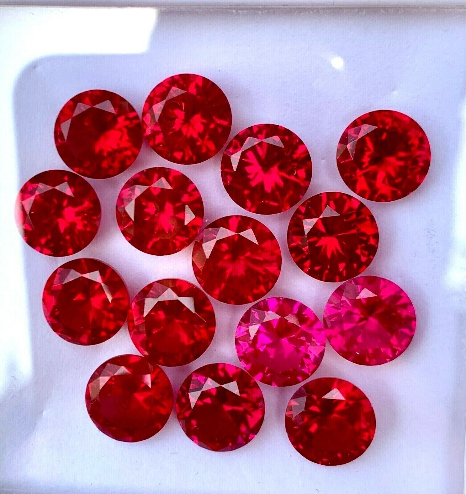 Burmese Certified Natural Red Ruby 5 mm 15 Pcs Flawless Round Cut Loose Gemstone