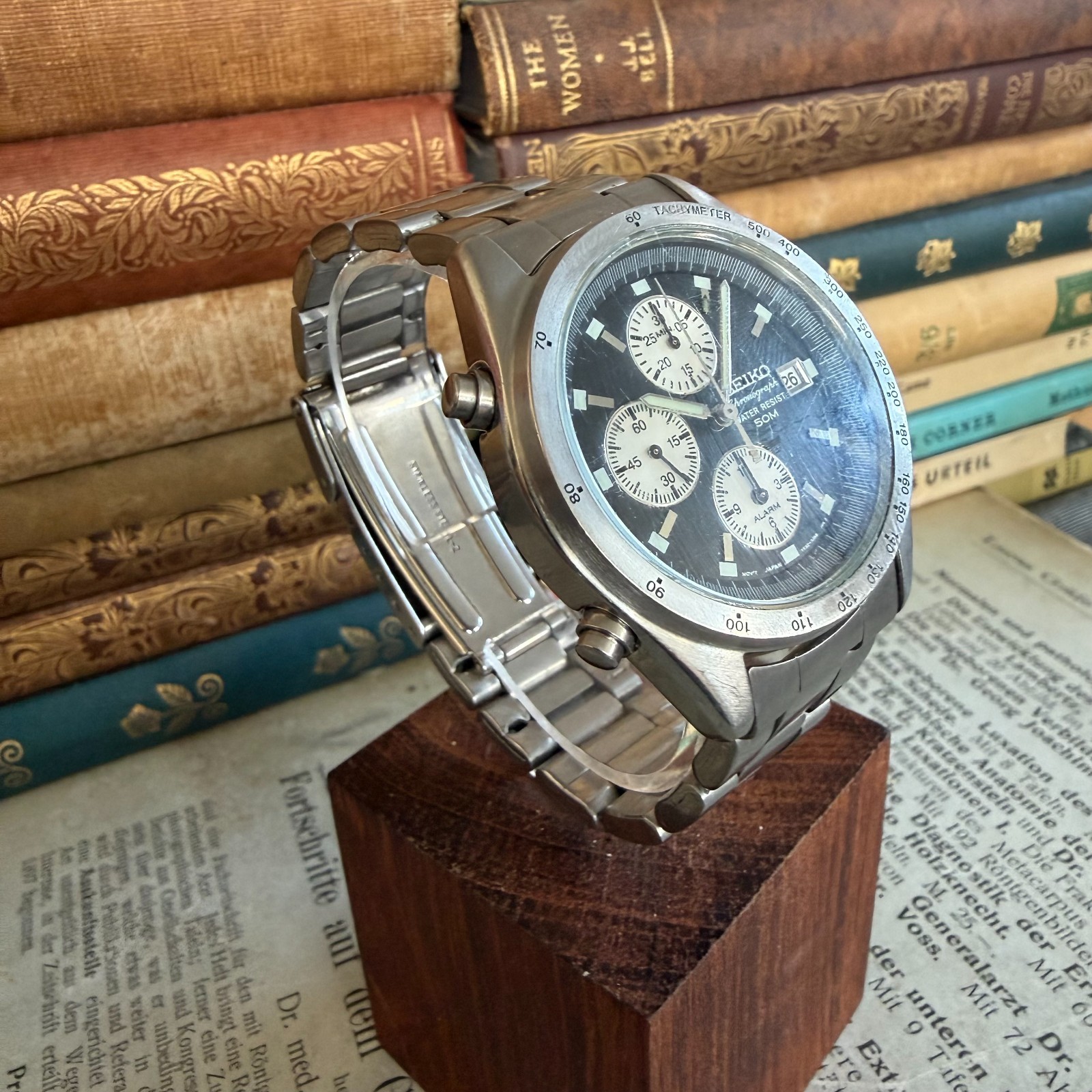 Vintage Seiko 7T32-7F80 Reverse Panda Chronograph Alarm SDWE01P1 Quartz 1991