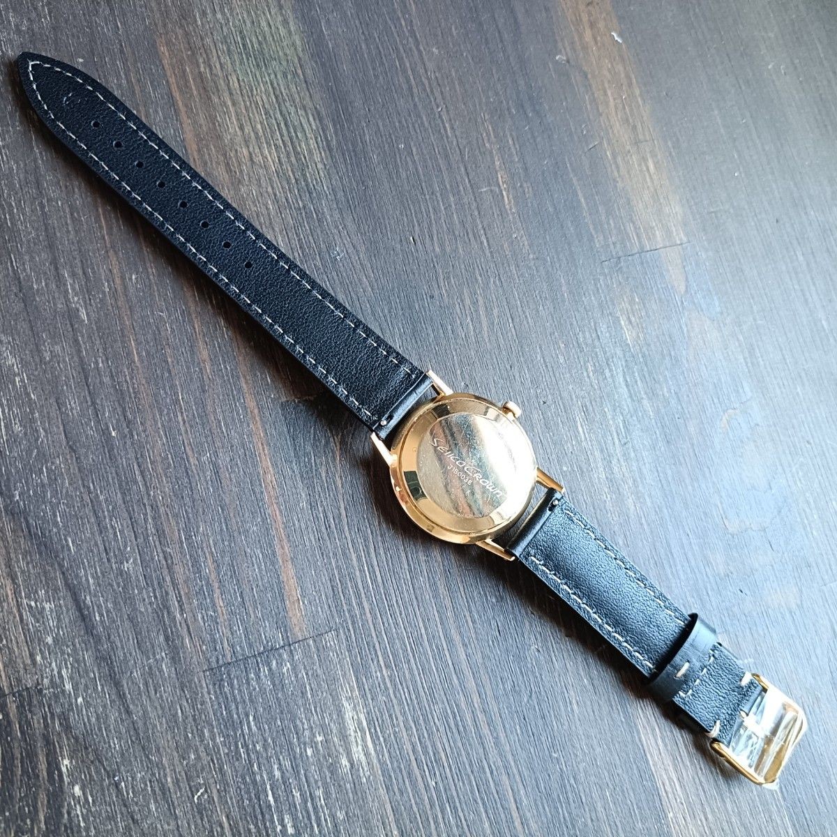 SEIKO Crown Diashock 21 J15003E Gold Dial Manual Wind Mens Watch Japan