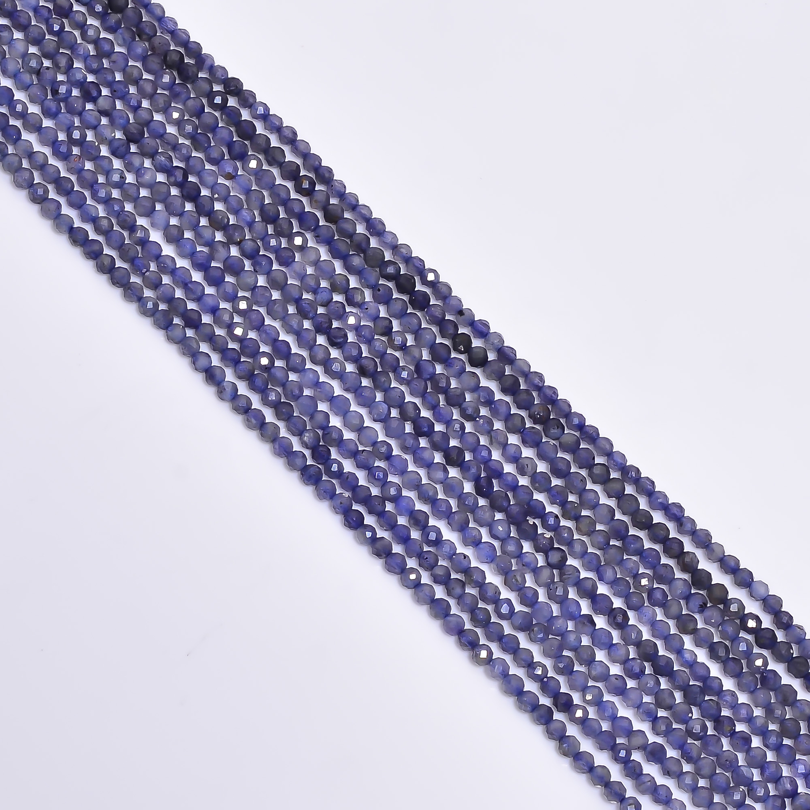 Natural Iolite Gemstone Round Shape Faceted Beads 3X3 mm Strand 12.5″ EB-575