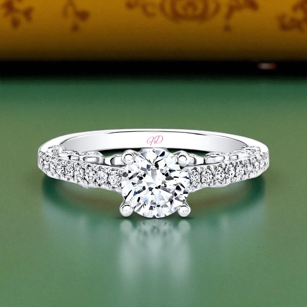 Diamond Ring Gold Lab Grown 14k White for Women IGI Certfied Round 1.24 Carat