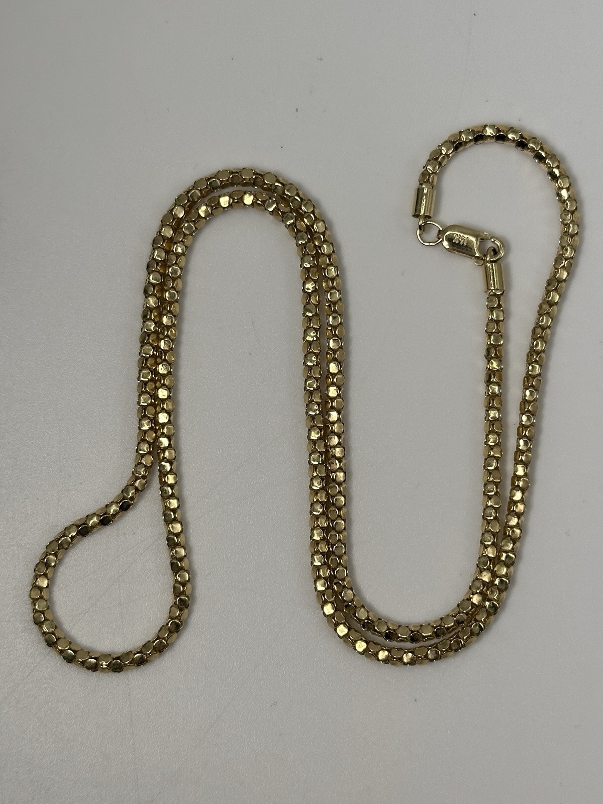 14K Yellow Gold Popcorn Link Chain Necklace, 17”, 2.5 mm, 4.7 g