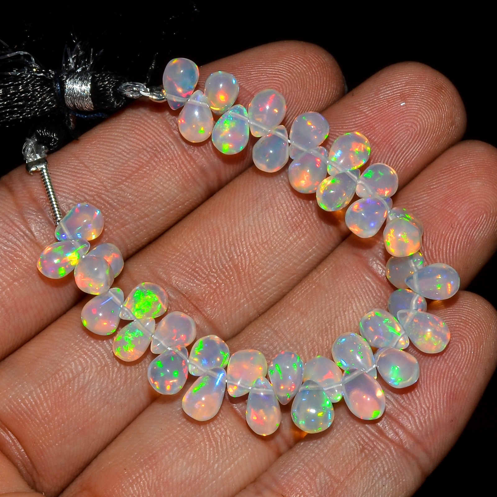 Ethiopian Opal Beads, Top Quality Multi Fire Opal Teardrop Beads Gemstone Q-512
