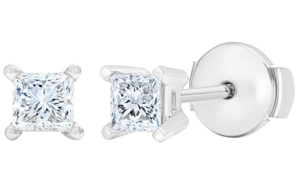 COSTCO (single) Princess Cut 0.25cw Diamond White Gold Stud Earring REPLACEMENT