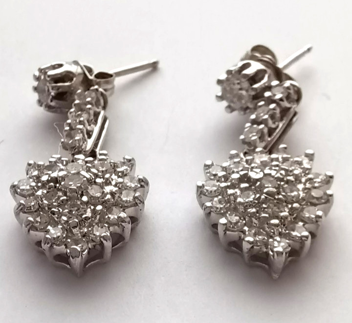 Vintage 14kt 4.00gm White Gold and 2.00cttw Natural Diamond Earrings Stud Style