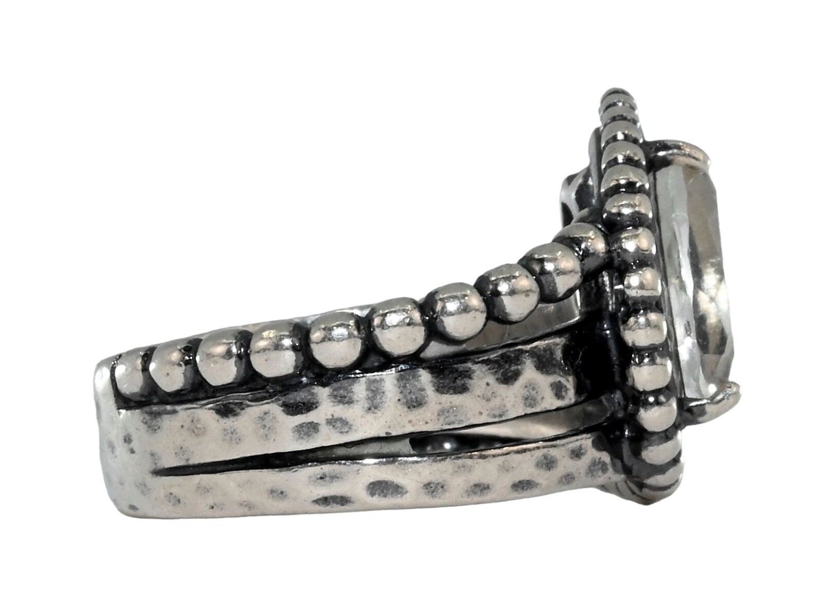 Paz Creations PZ Israel Solid 925 Sterling Silver Pear White Topaz Ring! Size 5!