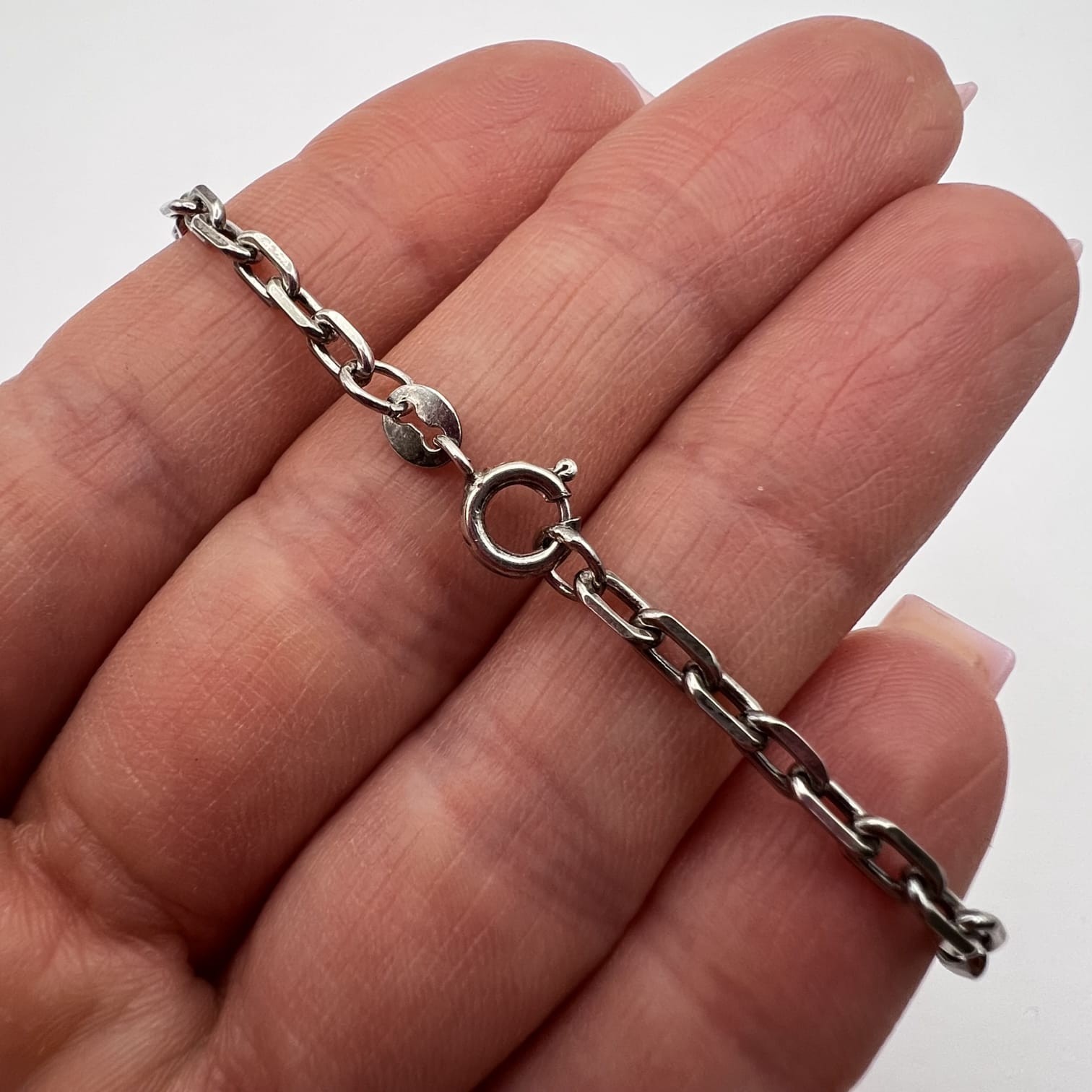 Vintage 925 Sterling Silver Chain Necklace Solid Link Design Marked 10.4g Fine J