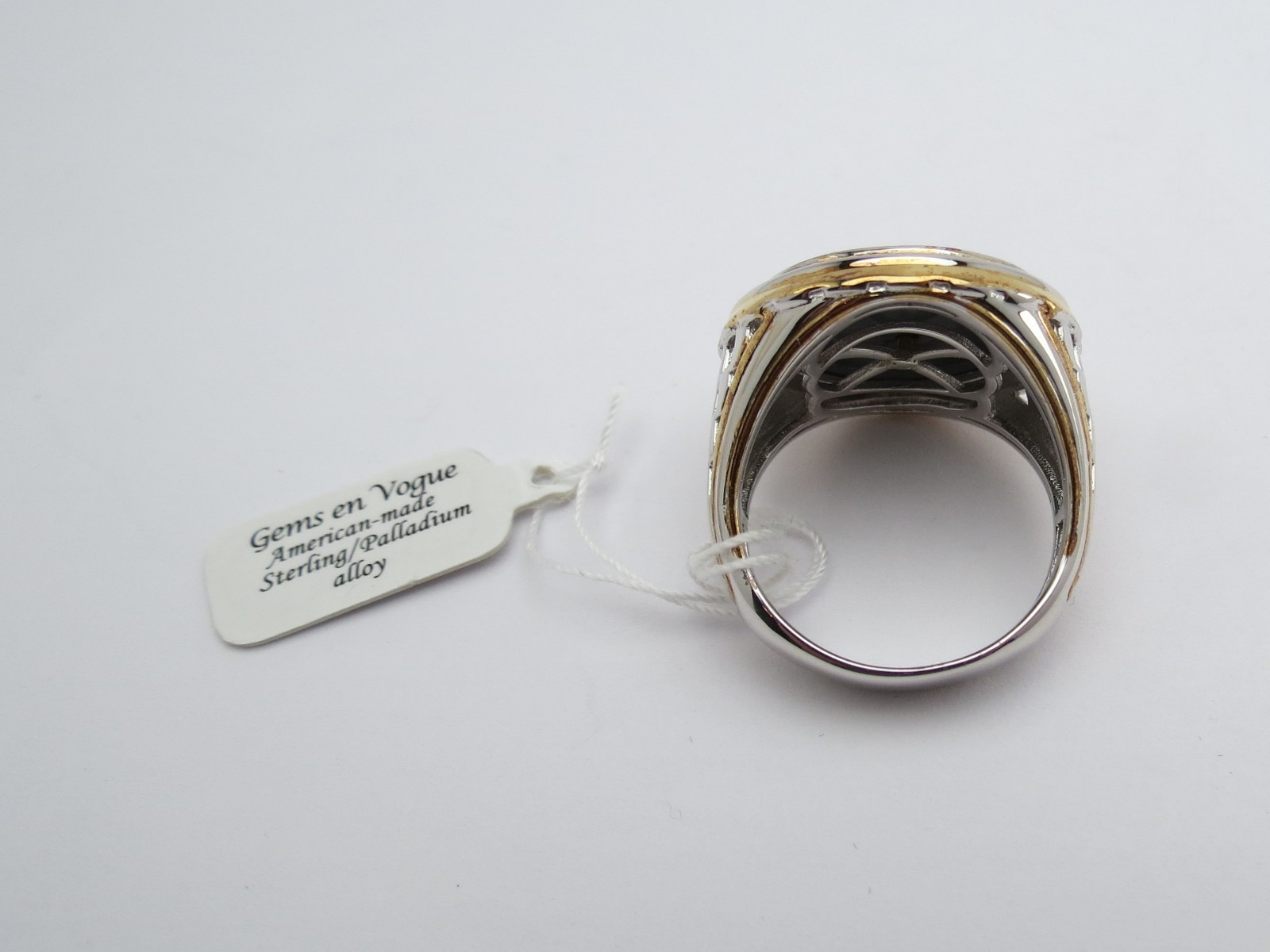 Michael Valitutti Chess Knight Hematite Sterling Silver Palladium 18K Men’s Ring