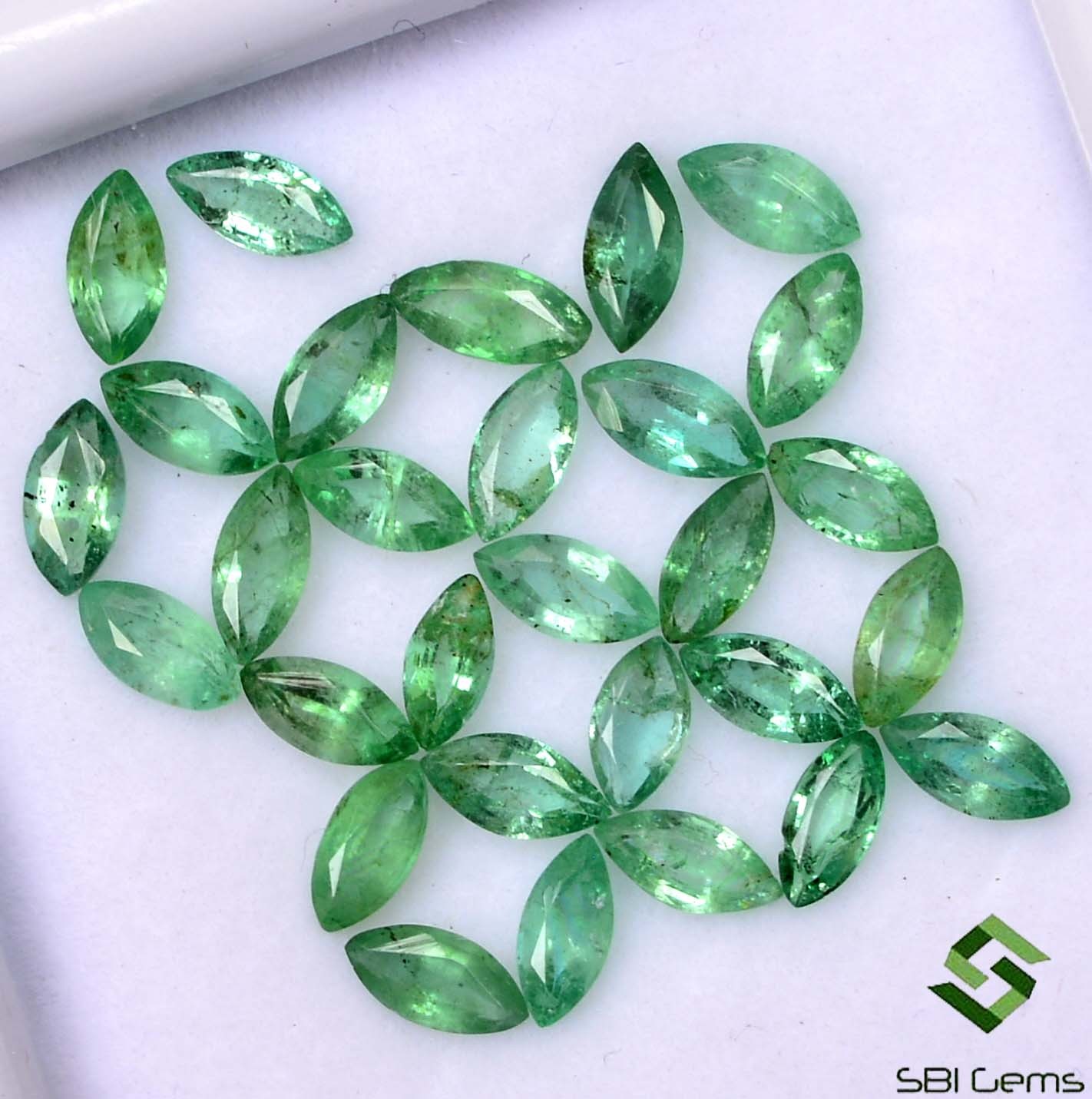 3.84 Cts Natural Emerald Marquise Cut 5×2.50 mm 29 Pcs Lustrous Loose Gemstones