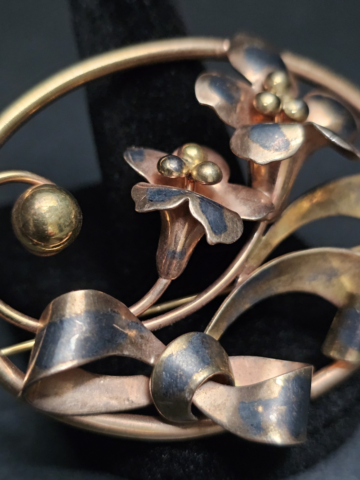 1940s 1/20 12K Gold Filled Silver Floral Brooch Pin A&Z Jewelry