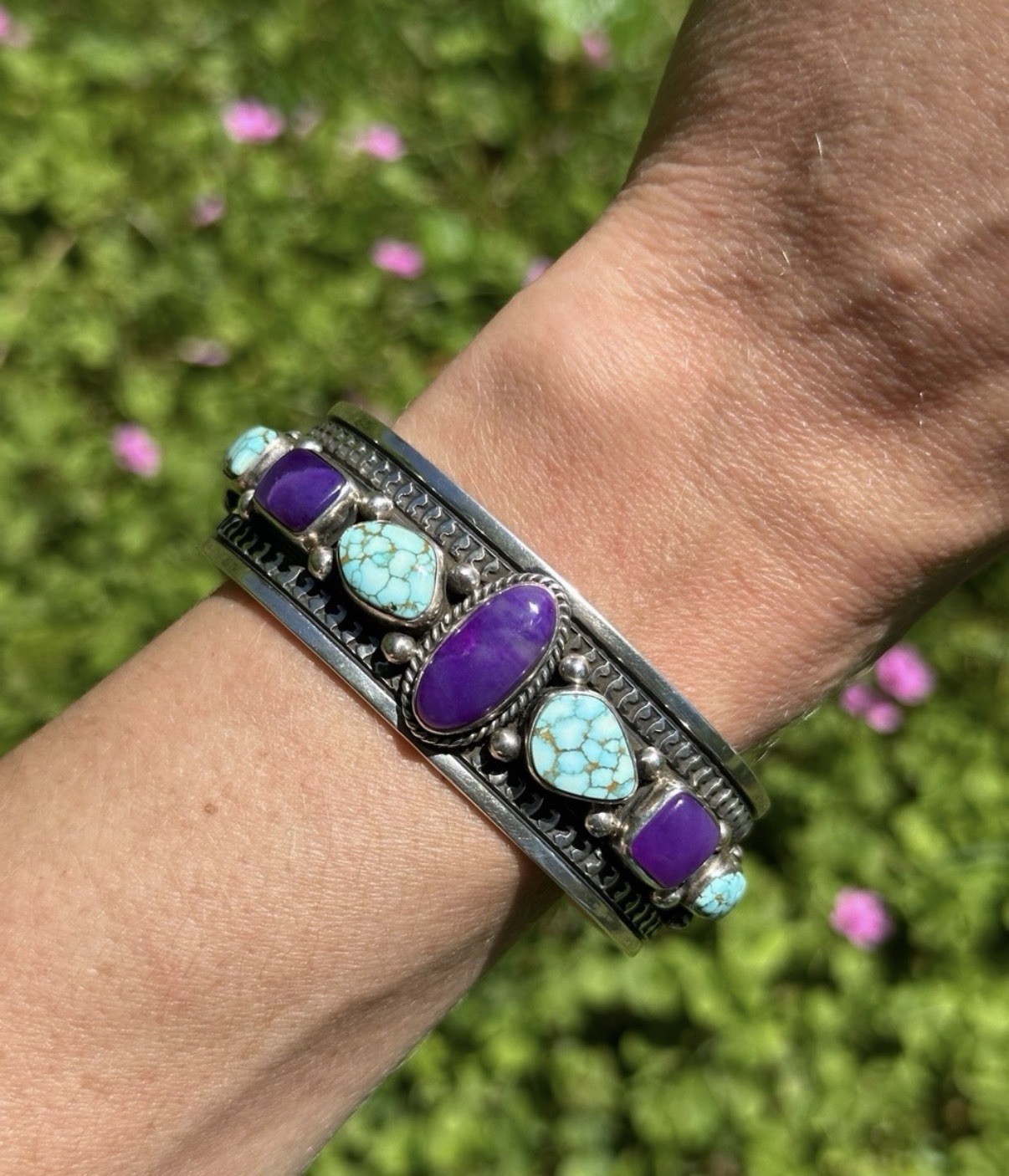 Happy Piasso Sugilite and Number 8 Turquoise Cuff