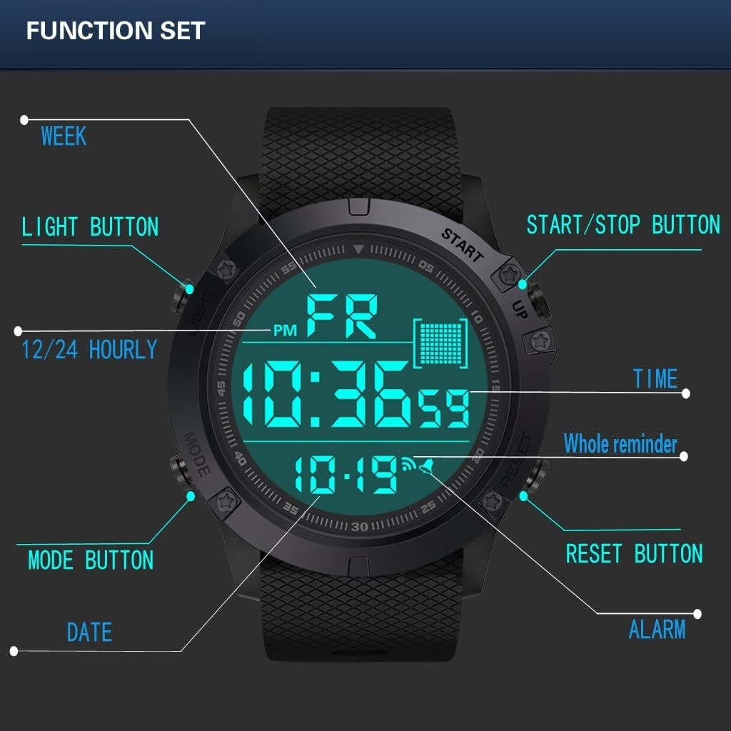 Durable Men’s Military Digital Watch – Shock Resistant & Waterproof Design