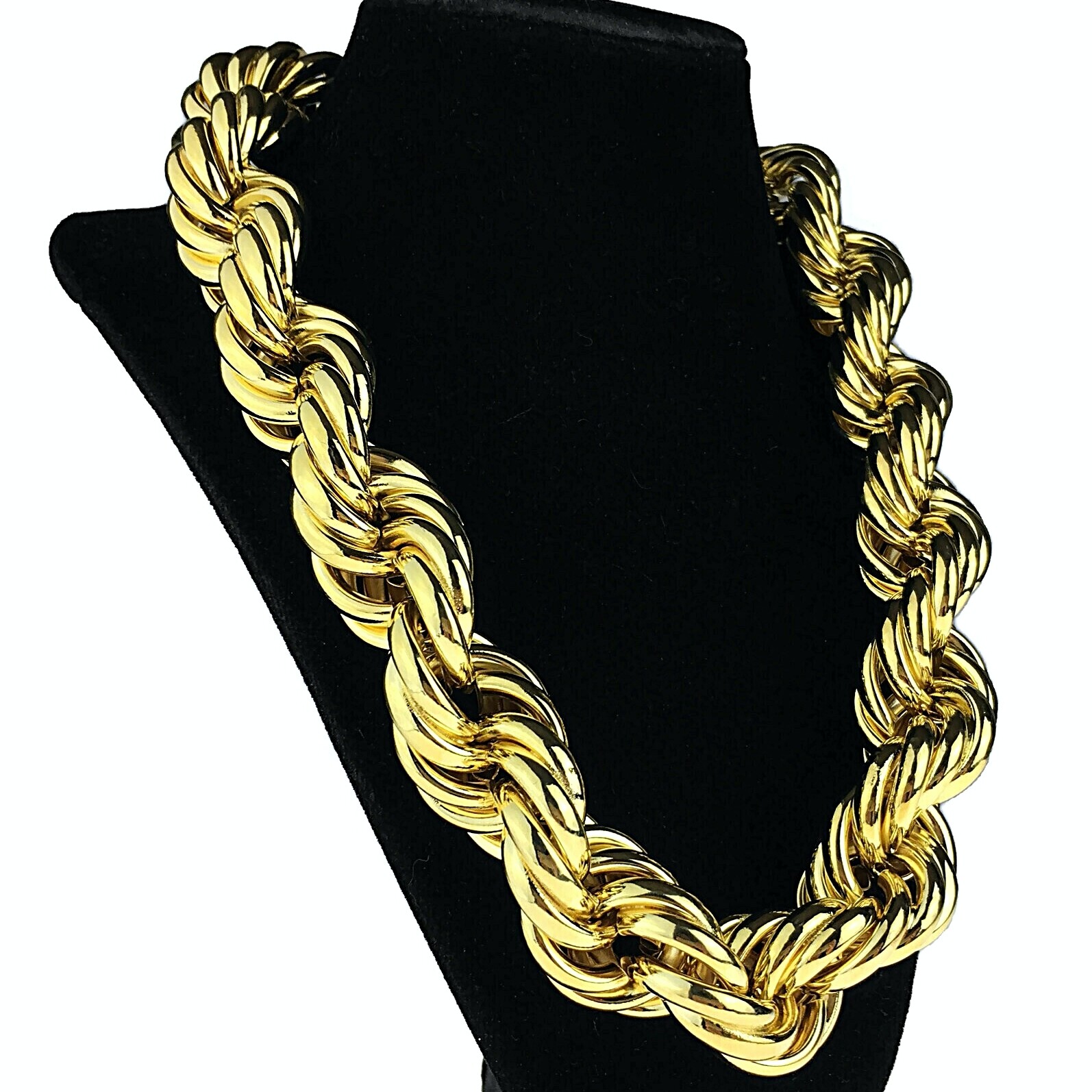 14K Gold Plated Huge Chain Hollow Rope Dookie 25MM x 20″ Inch Hip Hop Necklace