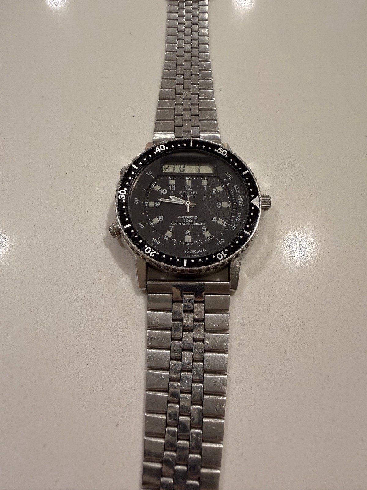 Vintage Seiko Baby Arnie H556-5029 Quartz Mens Stainless Steel Ana-Digi Watch