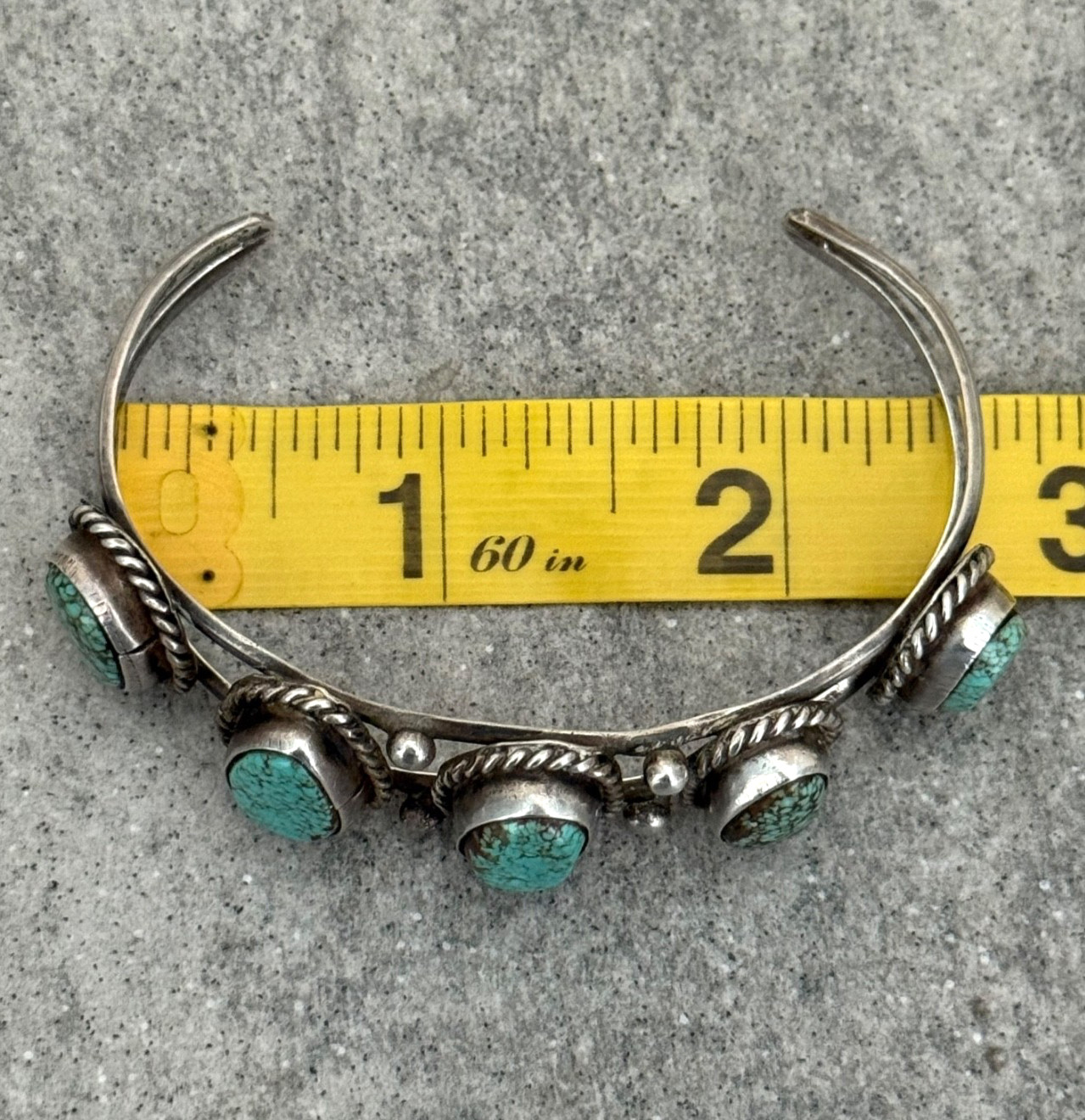 Vintage Native American Navajo NUMBER 8 MINE Turquoise Sterling Bracelet 6.7 in
