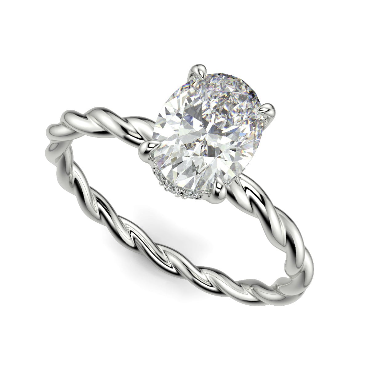 1.05 Ct Oval Cut Diamond Engagement Ring VS2 D White Gold 14k