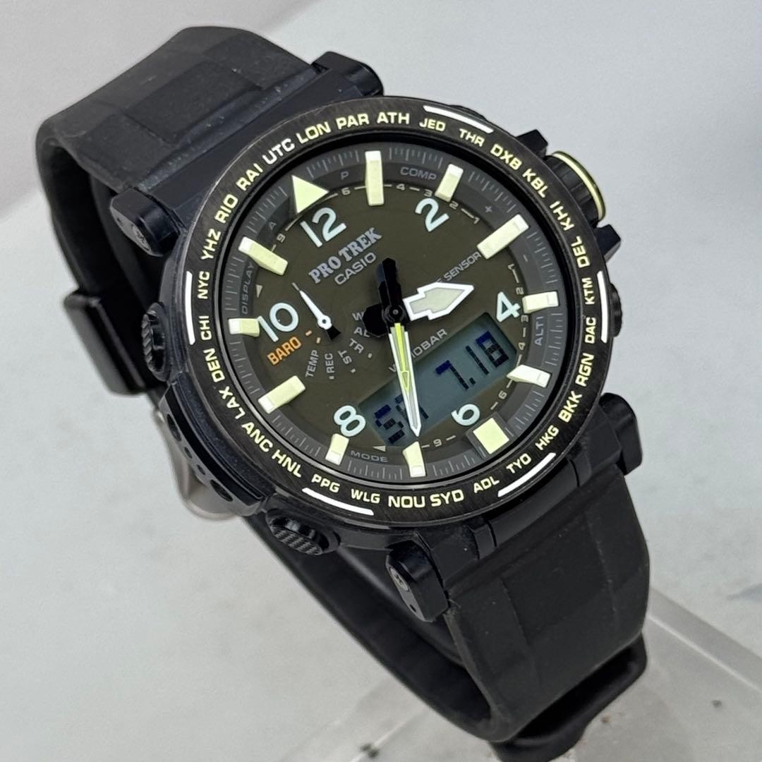 Excellent Condition PROTREK PRG 650YL Tough Solar Black Ana Digi Working