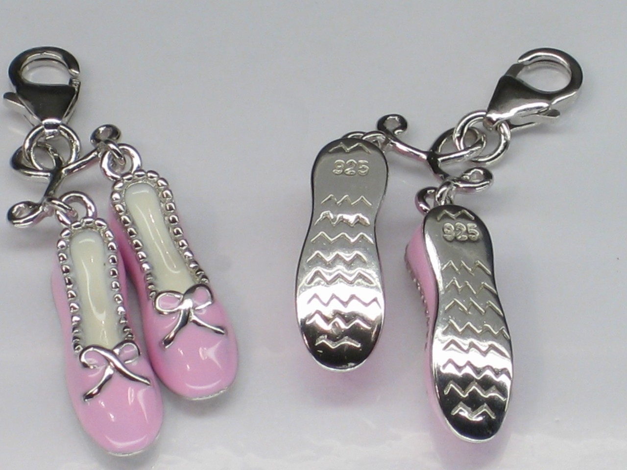 Pink shoes sterling silver enamel charm with clip link .925 x 1 THG80058.