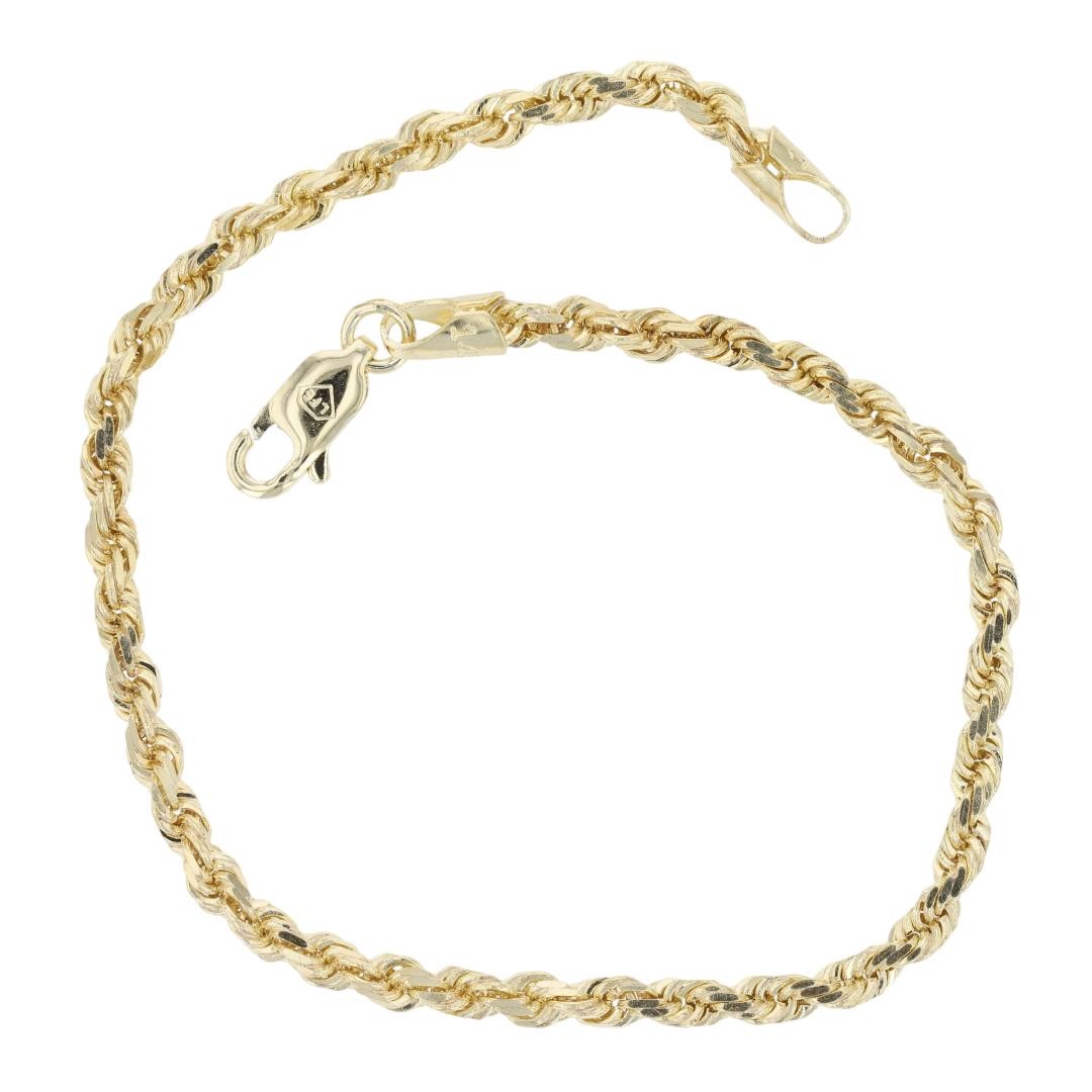 2.4mm Rope Link Chain 7″ Bracelet 14k Yellow Gold 5.33 Grams