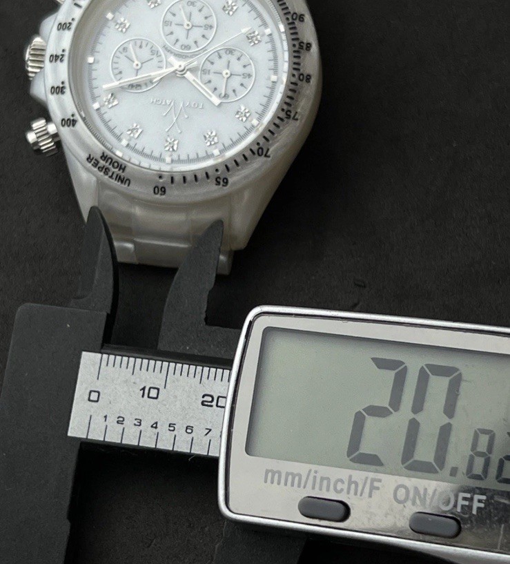 TOYWATCH Chronograph Women’s 45mm Quartz Watch White MOP Case Dial Bracelet NEW